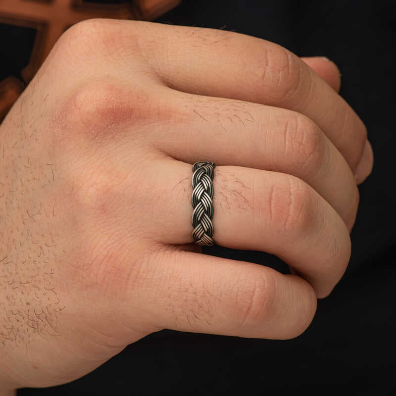 Premium Handcrafted Silver Kazaziye Woven Ring