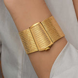 Gold-Tone Trabzon Hasir Woven Mesh Statement Cuff Bracelet