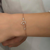 Bracelet - Rose Gold Plated Silver Heart Solitaire Dainty
