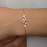 Rose Gold Plated Sterling Silver Dragonfly Bracelet - Dazzling Zirconia