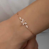 Rose Gold Plated Sterling Silver Dragonfly Bracelet - Dazzling Zirconia