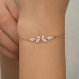 Rose Gold Plated Sterling Silver Dragonfly Bracelet - Dazzling Zirconia