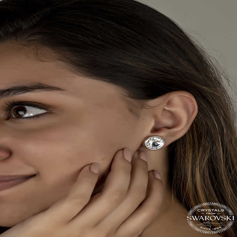 Swarovski Crystal Stud Earrings - Elegant Bezel Set Design