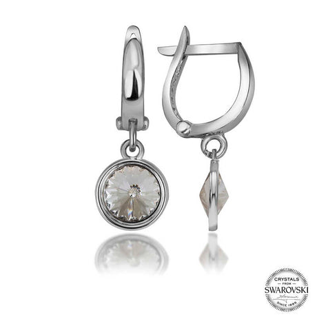 Swarovski Crystal Drop Earrings - Sterling Silver Dangle Style