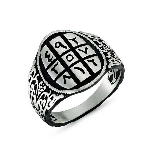 Premium Sterling Silver Abjad Numerals Men's Ring