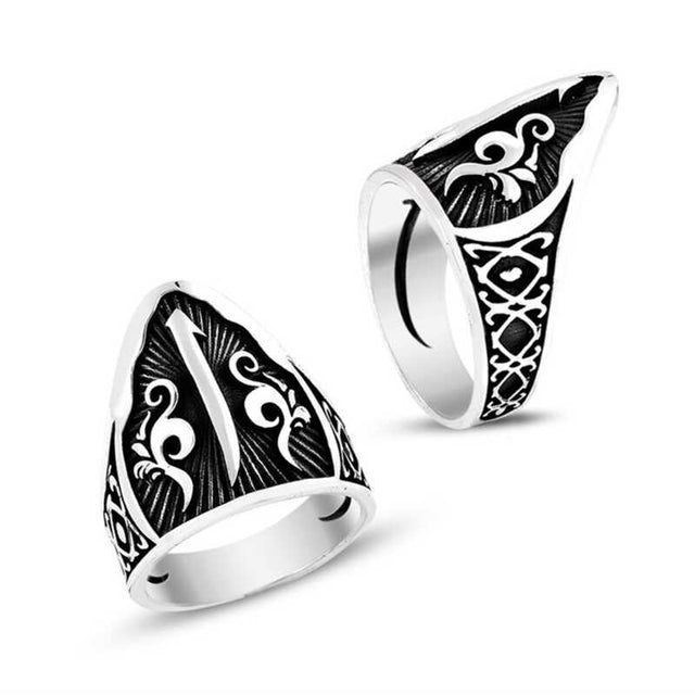 Men's Silver Elif Motif Thumb Ring