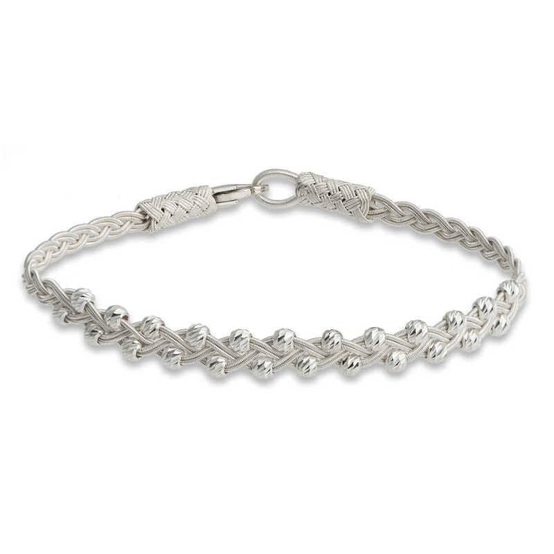 Sterling Silver Kazaziye Braided Bracelet with Beaded Accents