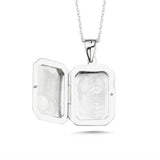 Silver Locket Necklace - Classic Rectangular Polished Pendant