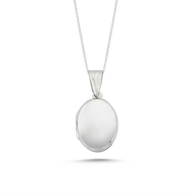 Sterling Silver Oval Locket Necklace - Polished Classic Keepsake