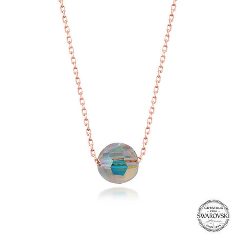 Rose Gold Plated Necklace - Dainty Faceted Swarovski Crystal