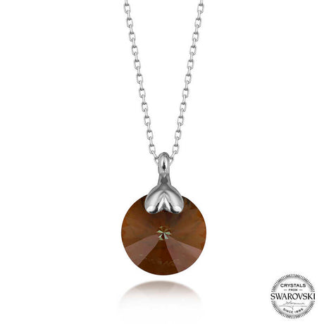 Sterling Silver Faceted Swarovski Crystal Pendant Necklace - Elegant Solitaire