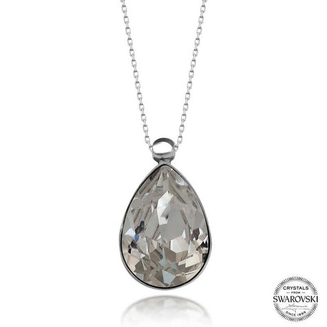 Necklace - Sterling Silver Sparkling Swarovski Crystal Teardrop Pendant