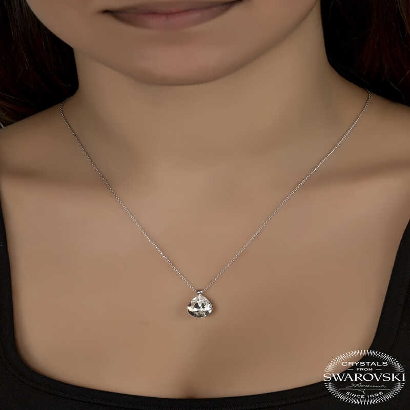 Necklace - Sterling Silver Sparkling Swarovski Crystal Teardrop Pendant