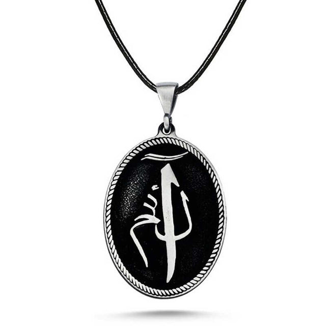 Necklace - Silver-Tone Arabic Calligraphy Oval Pendant