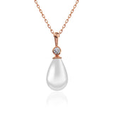 Rose Gold Plated Sterling Silver Teardrop Pearl Necklace