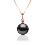 Necklace - Rose Gold-Tone Pearl & Solitaire Pendant