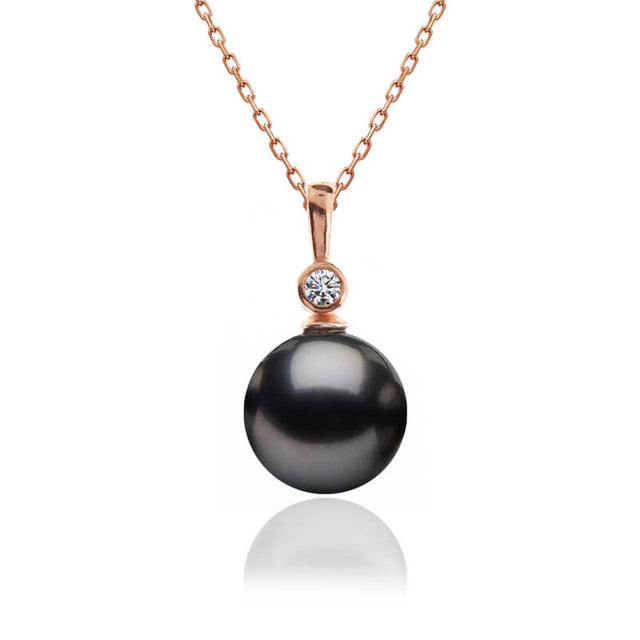 Necklace - Rose Gold-Tone Pearl & Solitaire Pendant