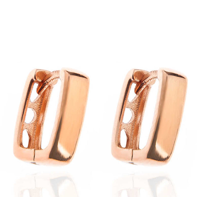 Rose Gold-Tone Rectangular Hoop Earrings - Minimalist Chic Design