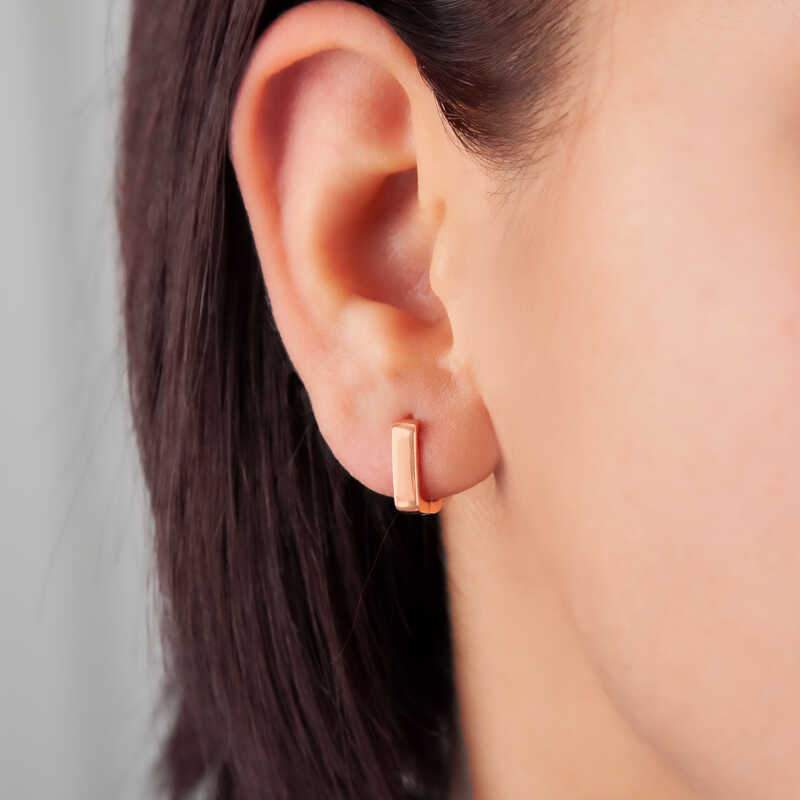 Rose Gold-Tone Rectangular Hoop Earrings - Minimalist Chic Design