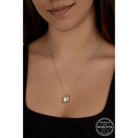 Swarovski Crystal Necklace - Elegant Silver-Tone Baguette Pendant