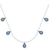 Sterling Silver Evil Eye Drop Charm Necklace - Dainty & Elegant