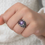 Men's Ring - Sterling Silver Purple Zircon Faceted Statement