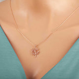 Rose Gold Plated Necklace - Sparkling Four-Leaf Clover Pendant