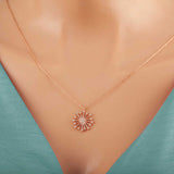 Necklace - Rose Gold Plated Silver Dandelion Starburst CZ Pendant