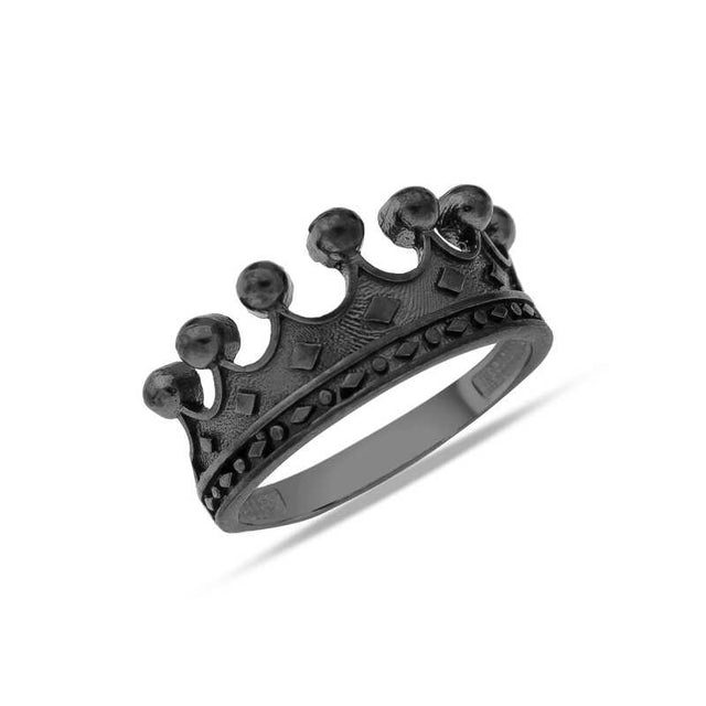 Premium Men's Oxidized Silver King Crown Ring