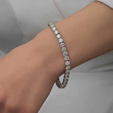Sterling Silver - Dazzling White Stone Tennis Bracelet
