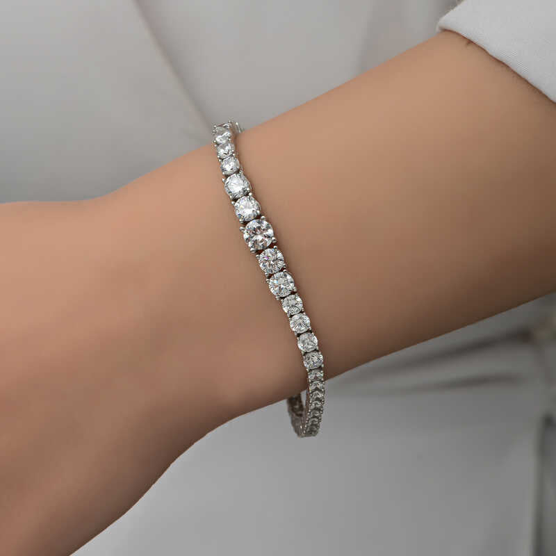 Sterling Silver White Stone Tennis Bracelet - Classic Sparkle
