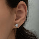 Sterling Silver Solitaire Stud Earrings - Brilliant White Zirconia