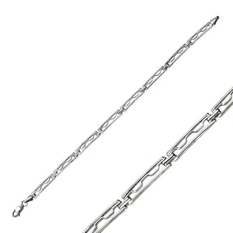 Men's Bracelet - Oxidized Sterling Silver Modern Wavy Link