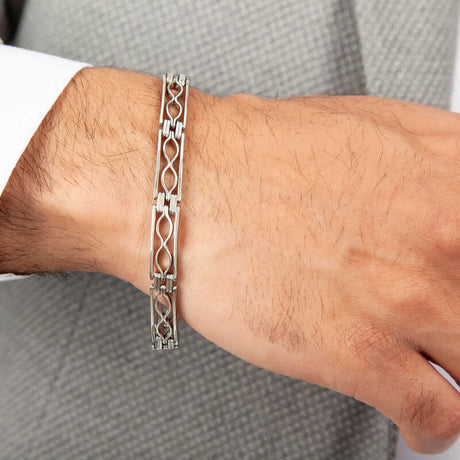 Men's Bracelet - Sterling Silver Interlocking Geometric Link