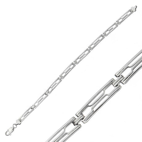 Men's Bracelet - Sterling Silver Modern Geometric Link