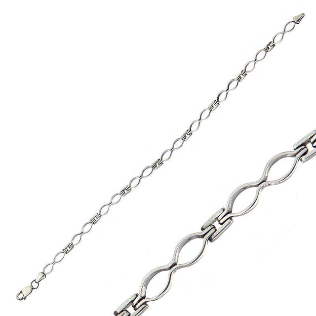 Men's Oxidized Sterling Silver Geometric Link Bracelet