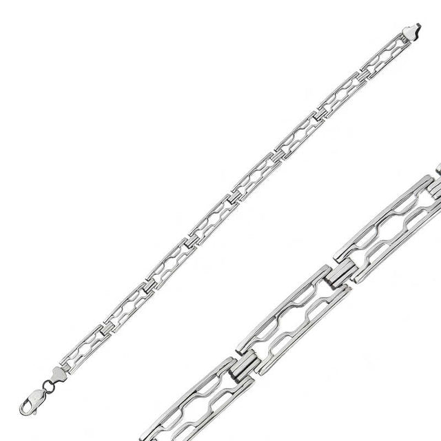 Men's Bracelet - Polished Sterling Silver Openwork Link Chain