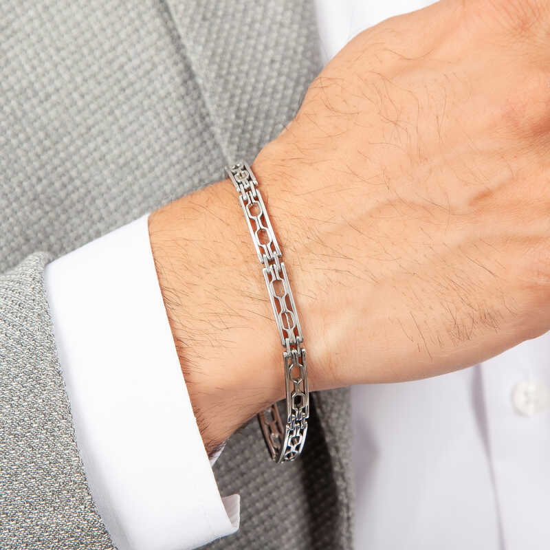 Bracelet - Sterling Silver Geometric Link