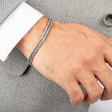 Men's Sterling Silver Braided Bracelet - Oxidized Byzantine Weave