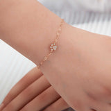 Rose Gold Plated Silver Bracelet - Sparkling Paw Print Charm