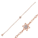 Bracelet - Rose Gold Plated Sterling Silver Delicate Floral Charm