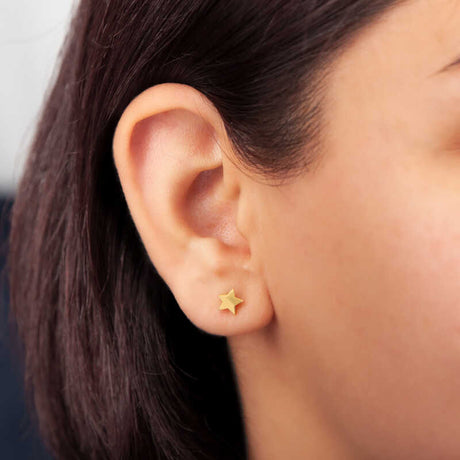 Gold Plated Star Stud Earrings - Minimalist Celestial Design