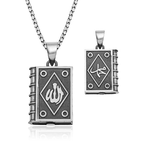 Sterling Silver Openable Talisman Necklace - Islamic Calligraphy