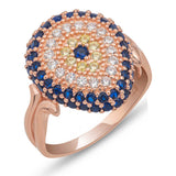 Ring - Rose Gold Plated Cubic Zirconia Evil Eye Statement Ring