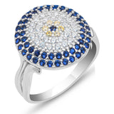 Sterling Silver Evil Eye Ring - Dazzling Cubic Zirconia Statement