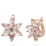 Earrings - Rose Gold Plated Silver Sparkling Floral Cluster