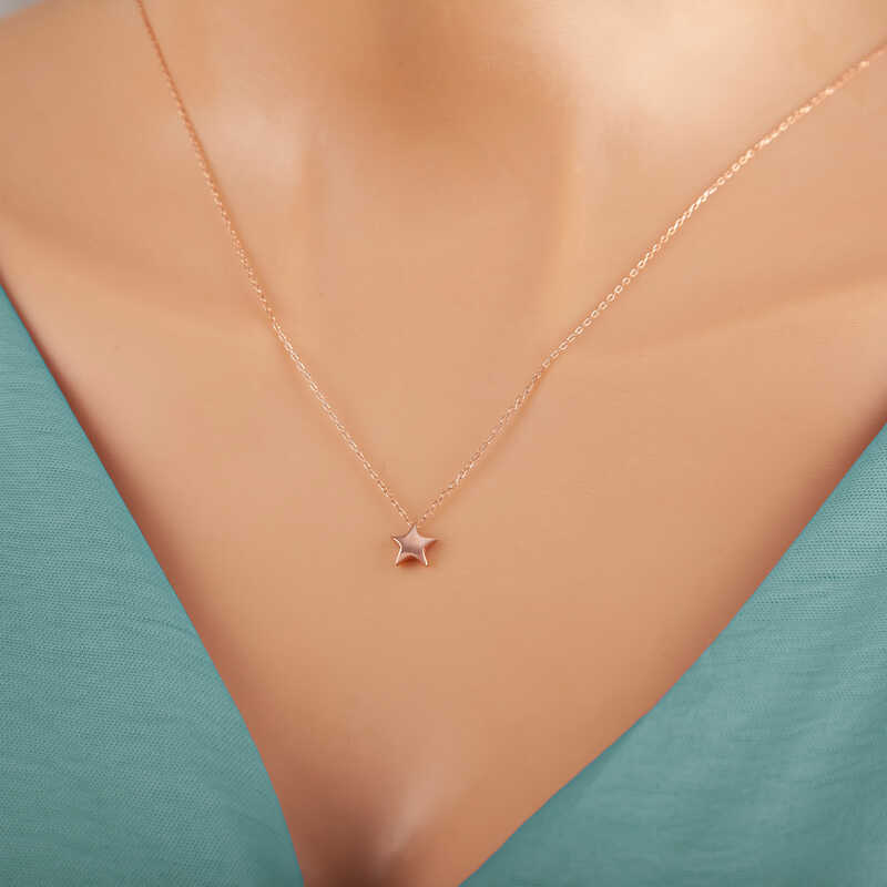 Necklace - Rose Gold Star Pendant Minimalist Design
