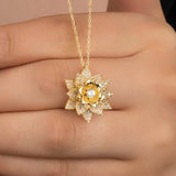 Necklace - Gold-Tone Cubic Zirconia Lotus Flower Pendant