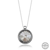 Sterling Silver Necklace - Framed Faceted Swarovski Crystal Pendant