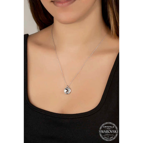 Sterling Silver Necklace - Framed Faceted Swarovski Crystal Pendant